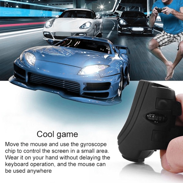 2,4 GHz trådlös fingermus med stabil anslutning, ergonomisk handhållen bärbar USB-driven mus för kontor