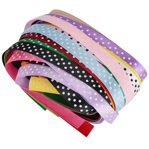 18 stk. trykt bånd, ensidig prik, gør-det-selv tilbehør, bryllupsartikler, polyester, 10 mm