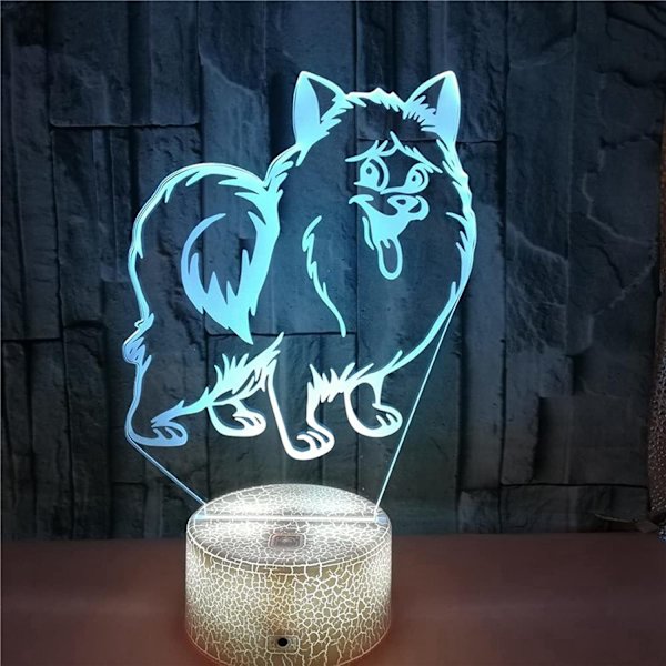 Animal Chow Chow Leker 3D Illusjon Nattlys Smart Touch La