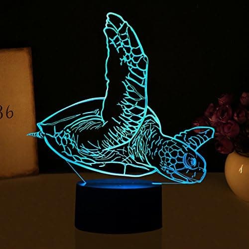3D Abstrakt Havskildpadde Natlampe USB Touch Switch Dekor Ta