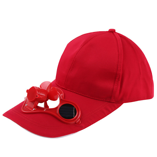 Solcellsfläkt keps baseball golf keps för att kyla ansiktet på varm sum Red