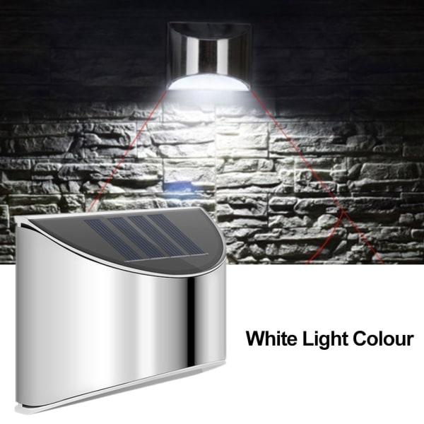 Solcellslampor i rostfritt stål för utomhusbruk med vattentät LED-lampa Golvstativ Trådlös utomhusbelysning Vit 10x8x5,3cm 2st Silver