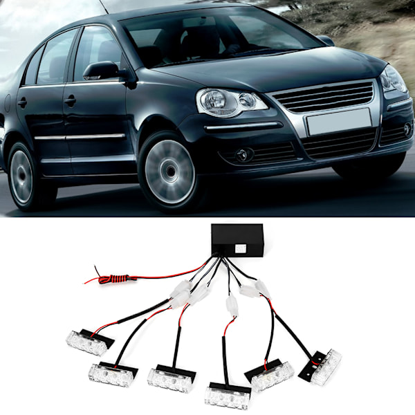 6*3 LED Hätävilkku Autokojelaudan Valaisin Strobe-valo Lamppu 1V6