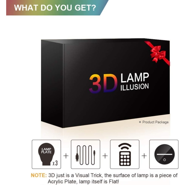 3PCS 3D Enhörningsnattlampa - 3D Enhörningslampa 3 Mönster 7 Färger