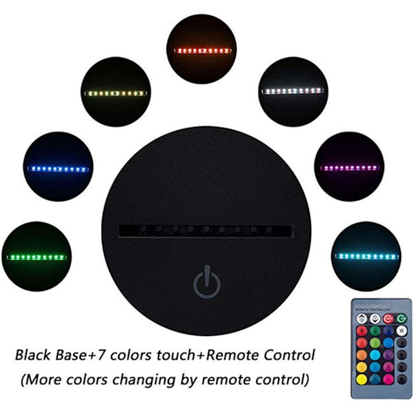 3DYYCX RGB USB 7/16 Färg Fjärrkontroll Touch Switch 3D Lampa Cartoo