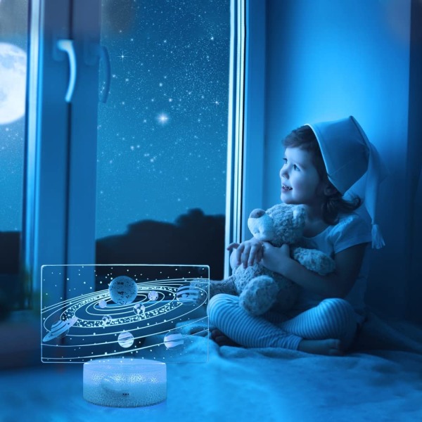 Galaxy 3D nattlys, dynamiske RGB-farger som skifter 3D-illusjonslampe