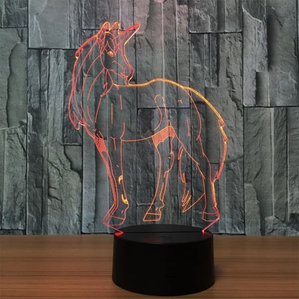 3D LED Vild Ulv Optisk Illusion Natlampe, 7 Farveskift