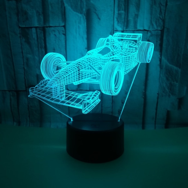 Racing nattlampa, 3D Illusion Led-lampa, 7 färger dimbar