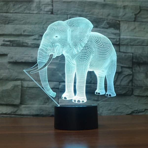 3D Elefant Natlampe Dyrelampe Illusion Natlampe 7 C