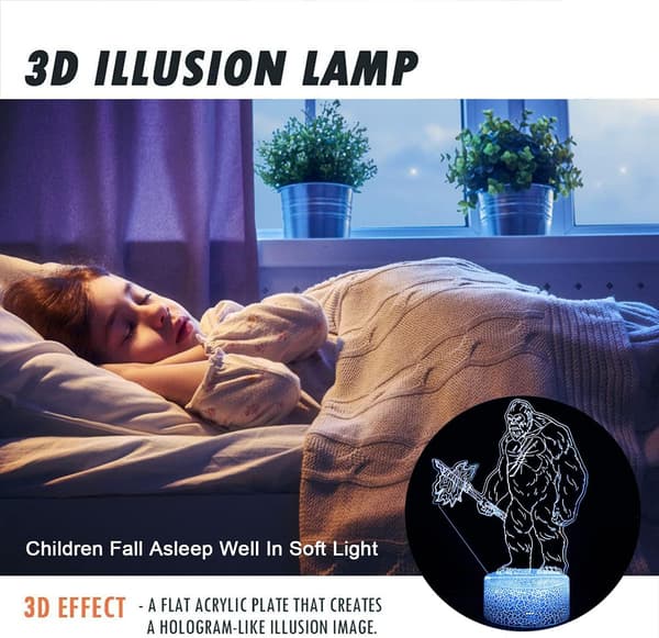 Monster VS King Kong Natlampe Sengelampe Touch Skrivebordslampe wit