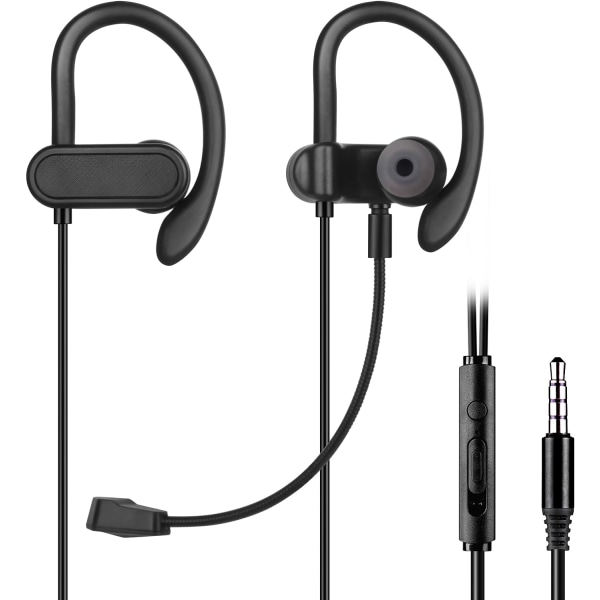 Mini Headset til Gaming & Webkonferencer, 3,5 mm Ørepropper med Boom Mic & Ørehager til PC, Mobil, Xbox Series X/S, Xbox One, PS5, PS4, PlayStation