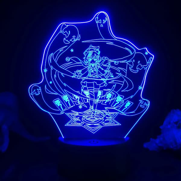 Natslys Keqing Figur Anime Spil 3D LED Bordlampe til Soveværelsesindretning Led Lys