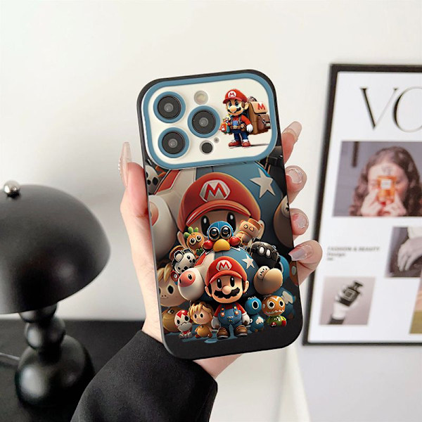 2024 Ny æstetisk telefoncover til iPhone, Mario Family telefoncover til piger kvinder cool trendy design blød TPU gave cover til iPhone Black iPhone 12