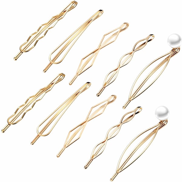 10 stk. Bobby Pin Hårnål Geometrisk Metal Hårklemme Hårspænder til Kvinder Pige Hårstyling Nåle Gold