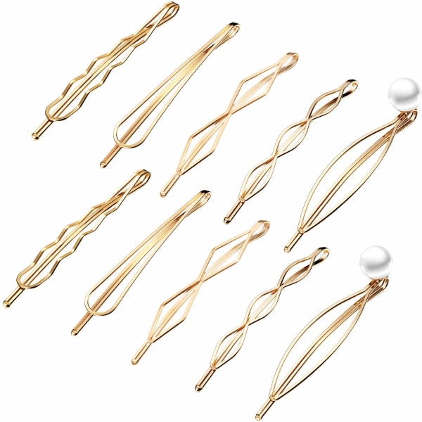 10 stycken Bobby Pin Hårnål Geometrisk metall Hårklämma Hårspännen för kvinnor Flicka hårstyling nålar Gold