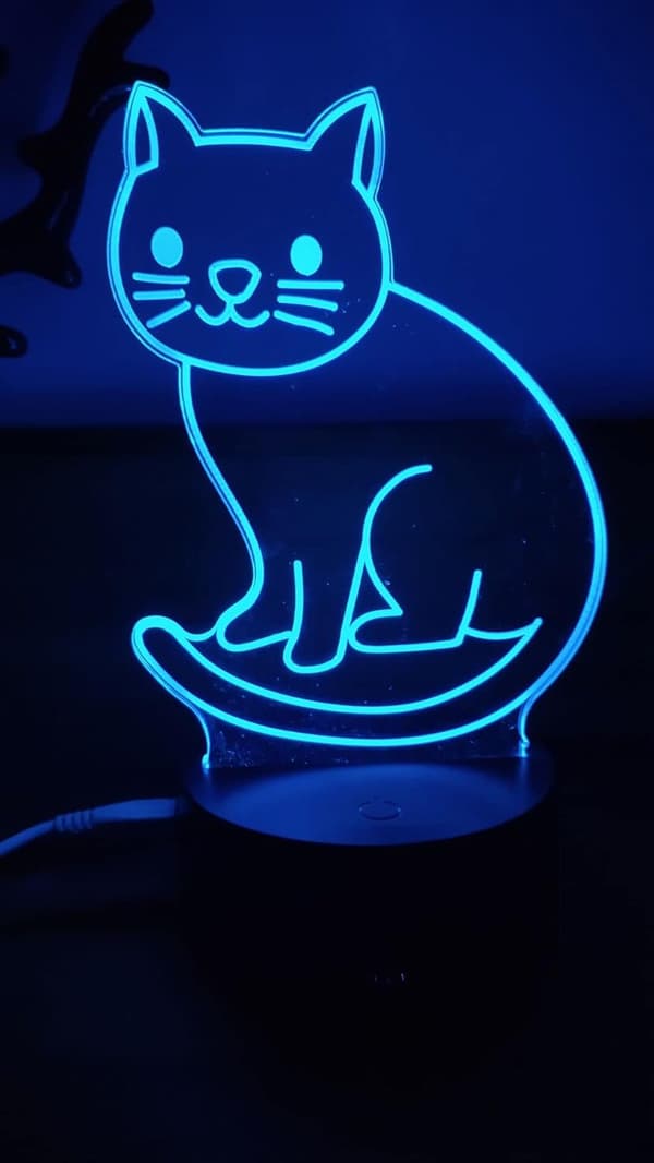 Katt Nattlys 3D Lampe Dekorative Gaver 7 Farger Endring O