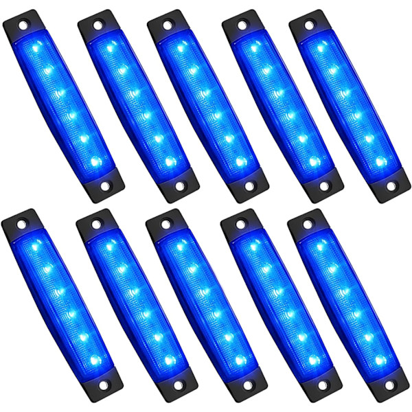 10 stk bil LED steinlys stanglys, bilutvendig, skjerm brønn belysningssett, vanntett, lav blending hjul lys, (blå)