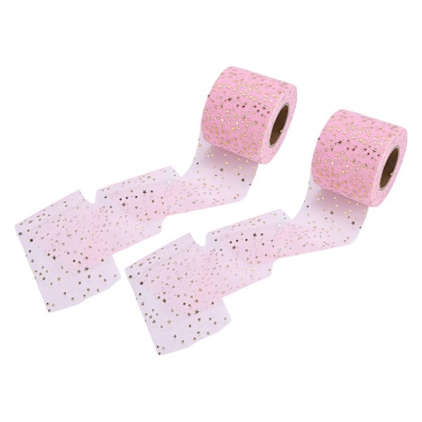 2 kpl glitter tylli rullaa kiiltävä ulkonäkö helppo käyttää riittävä määrä neljä väriä verkkokangas tylli DIY-koristeluunPink