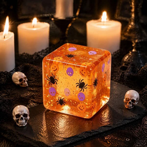 Orange Halloween Fidget Cube, Tema TPR Langsom-Rebound Sensorisk Klemmelegetøj til Angstlindring & Festdekoration orange