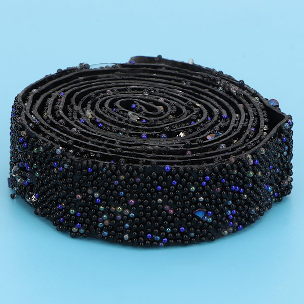 1 Yard Delikat Glansig Kristall Paljetter Pärlband Kristall Band Trim DIY Hantverk (Svart)