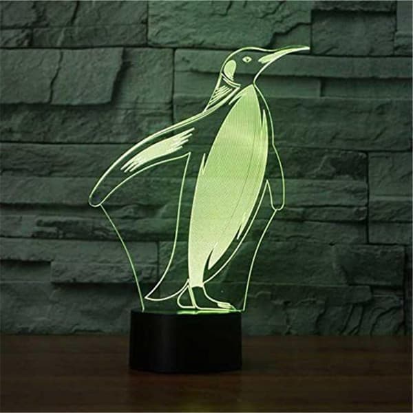 Abstrakt 3D Optisk Illusion Pingvin Form Farverigt Lys