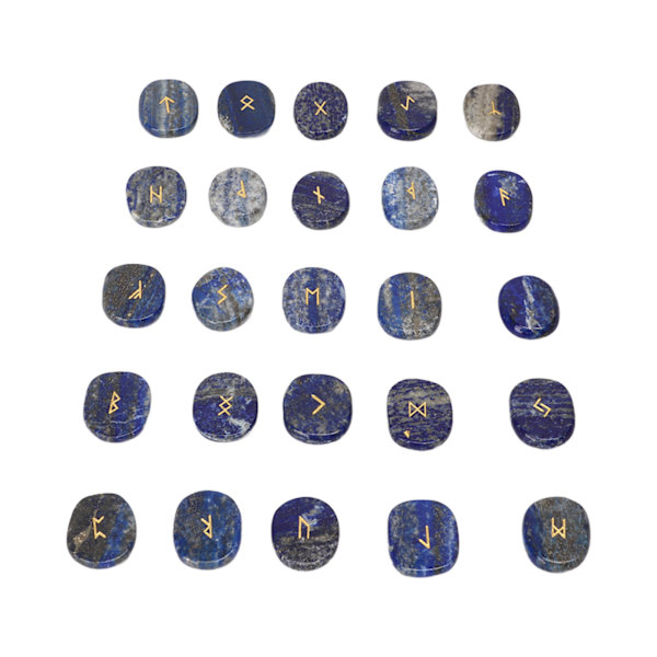 25 stk. naturlige runestenssæt udsøgte runer udskæring meditation sten sæt til bøn spådom helbredelse lapis lazuli