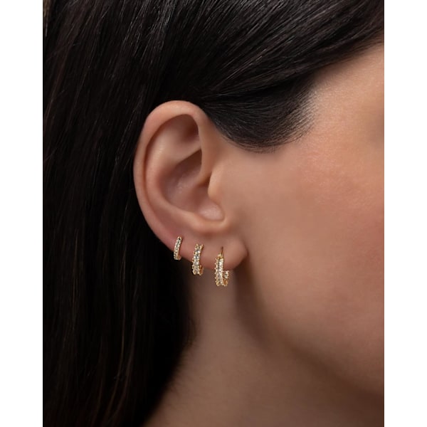 Guld Hoop Örhängen Set för Kvinnor Trendiga, 14K Äkta Guldpläterade Hypoallergena Små Diamant Brosk Hoops Söta Cubic Zirconia Hängen