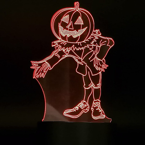 Halloween Dekoration Græskarmand Jack Skellington lampe 3D LED illusion Natlys Gave Indendørs Berøring