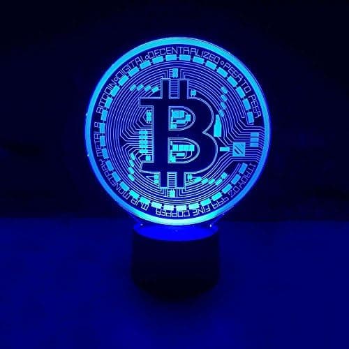 3D Bitcoin Skilt Natlampe Touch Bord Skrivebord Optisk Illusion