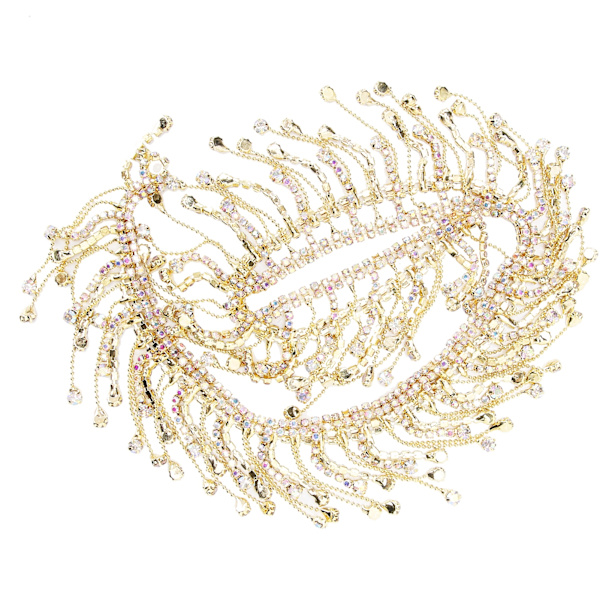 Rhinestone Tassel Chain Fringe Brudapplikation Trim Crystal Kläder Väska Dekoration Golden AB Färgglad