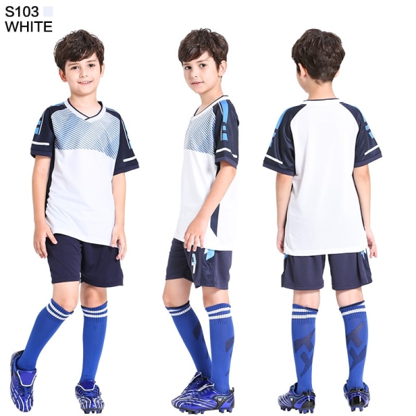 Fotbollströja för barn, personlig fotbollströja , set fotbollsuniform i polyester, Andas träningsfotbollsuniform för pojke S103 White XS