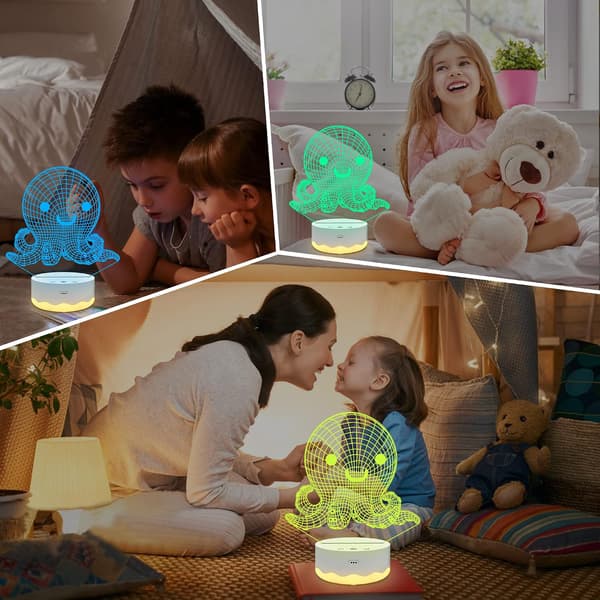 Blæksprutte 3D Natlampe Optisk Illusionslampe med 16 Farver
