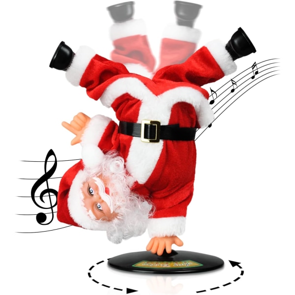 JUSCH Sjunga Dansande jultomte upp och ner Spinning elektrisk jultomte Jul Animerad musikal gosedjur Plysch interaktiv leksak