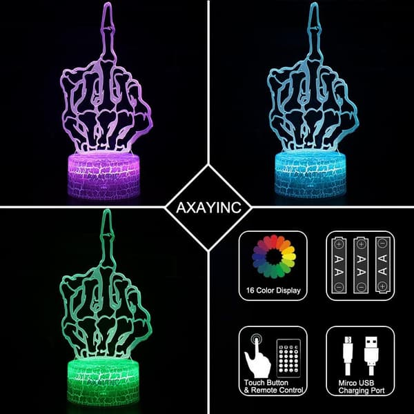 3D Nattlys LED Illusjon Skrivebord Bordlampe 7 Farger Endres