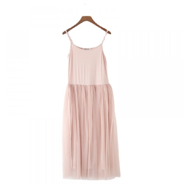 Klänning Flapper Klänning Print ärmlös lång klänning (rosa)