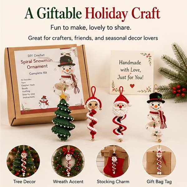 Virkat julgransspiral-DIY-kit, mjukt garnpysselset för nybörjare Christmas tree