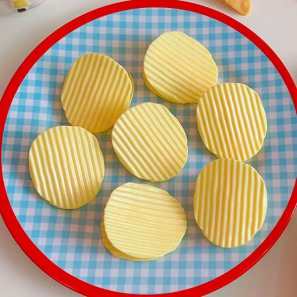 Søte potetgullklips multifunksjonelle minimalistiske holdbare bærbare potetformede potetgull morsomme forseglingklips oppbevaringsposeklips gul rund