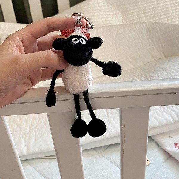Shaun the Sheep Plysch Ryggsäcksklämma, Svart och Vit, Perfekt Present