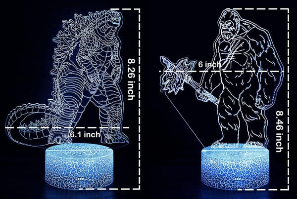 Monster VS King Kong Natlampe Sengelampe Touch Skrivebordslampe wit