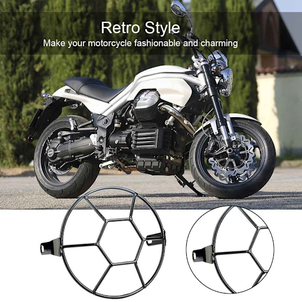 6,5 Tums Retro Motorcykel Sidomonterad Strålkastare Rund Grillskydd Mask Skyddande Skydd C