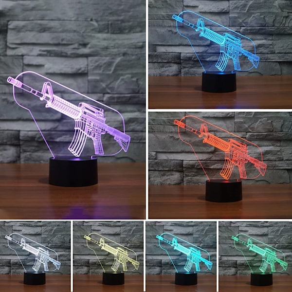 3D Natlys Pistol Gevær Legetøj 2D Lampe Jul Julefestival Fødselsdag Valentinsdag Gave
