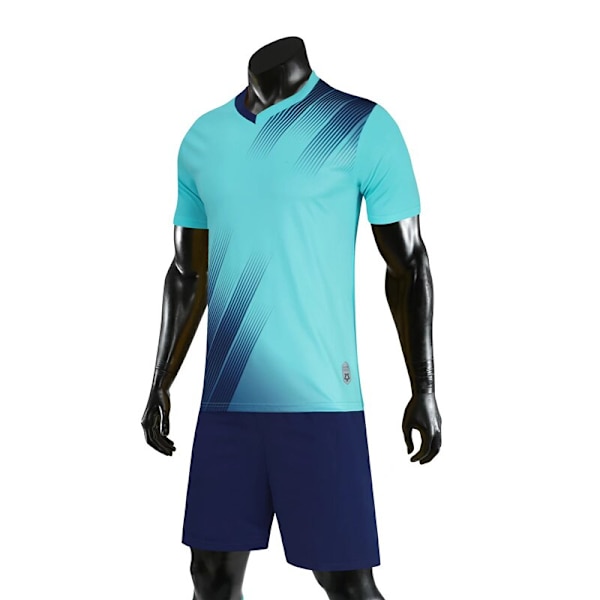 Andningsbara träningsdräkter för fotbollströjor för män och barn Löpset Snabbtorkande jogging sportkläder Fotboll Sportkläder set Light Blue 4XL