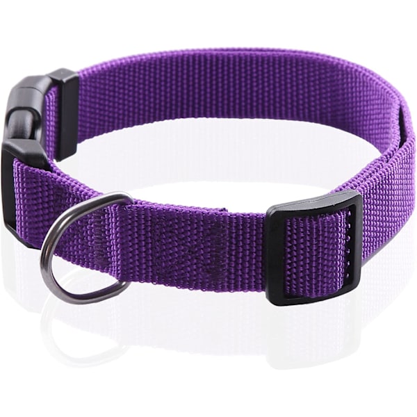 Justerbar Nylon Hundehalsbånd, Holdbart kæledyrshalsbånd 1 tomme 3/4 tomme 5/8 tomme bred, til store mellemstore små hunde (S( 5/8\" x 11-16\"), Lilla) PURPLE S