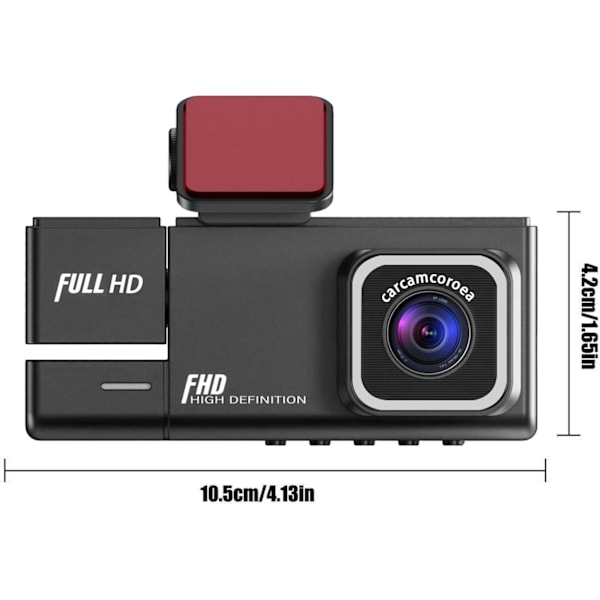Dash Cam - 3-kanals Dash Cam, 1080P Dash Cam fram, bak och inuti, trippel Dash Cam, bil DVR med 170 ° vidvinkel, G-sensor, 24 timmars parkering, loopinspelning