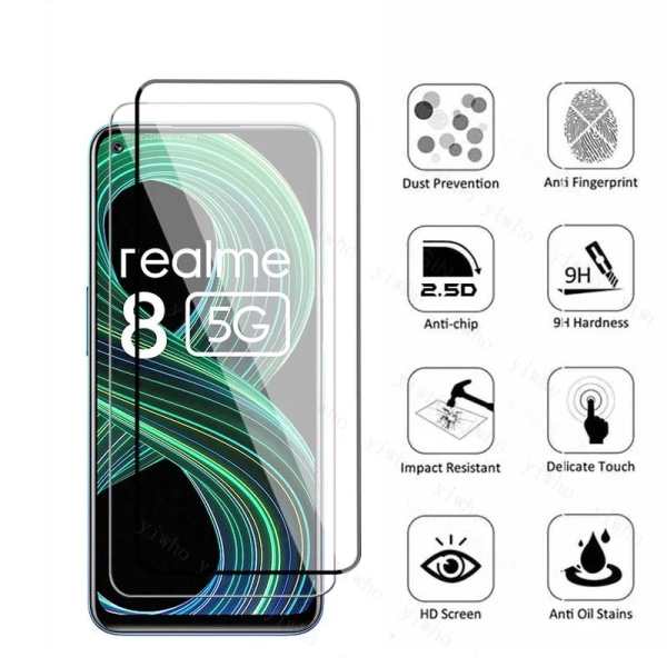 HD Glass For Realme 7 5G härdat skyddsglas skärmskydd Helt cover Säkerhet Silkeslen