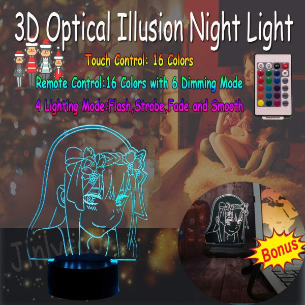 Noll två, tecknat tema 3D optisk nattljus för barn, Japa