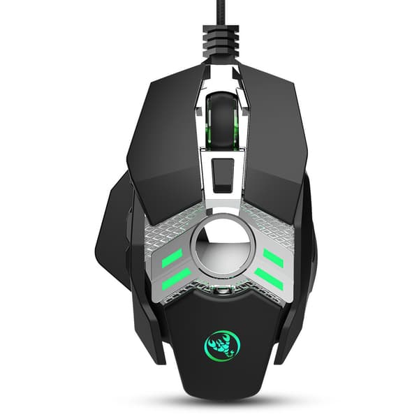 7-tasters programmerbar mekanisk gamingmus med fargerike lys, b