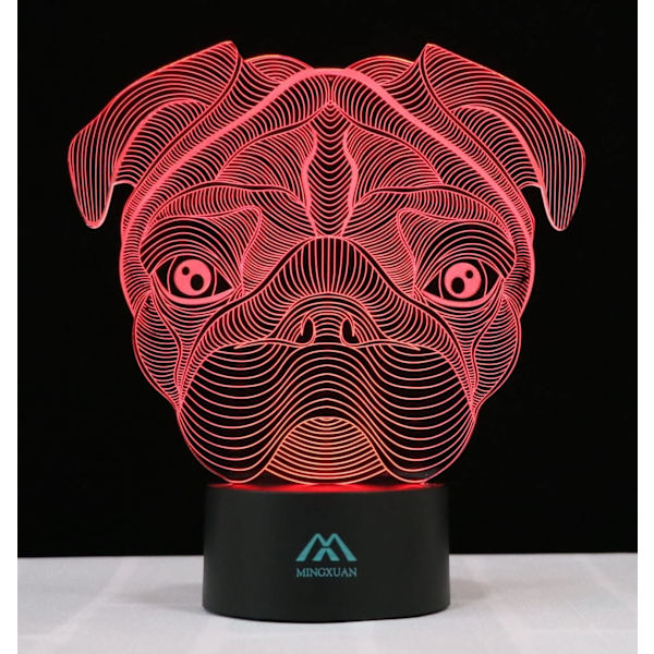 Shar Pei Hund 3D Nattlampa 7 Färger LED Touch Bordsskiva Skrivbordslampa
