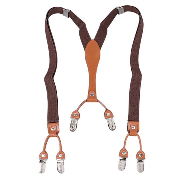 Herr Suspender Dubbelskiktad Justerbar Elastisk Bekväm Heavy Duty Suspender för Män Man Mörk Kaffe