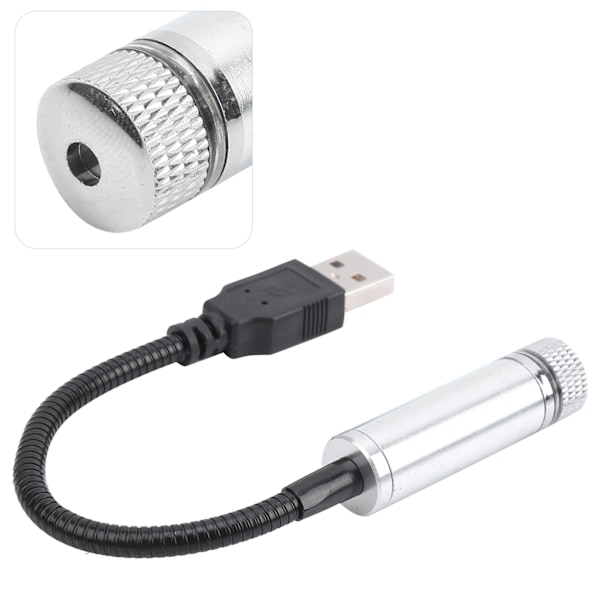 Sisäkaton tähtitaivasvalo Säädettävä USB Romanttinen tunnelmaprojektorin koristelamppu autoon Hopeanhohtoinen